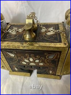 Very Rare Antique Condiment dispenser handmade wood and brass