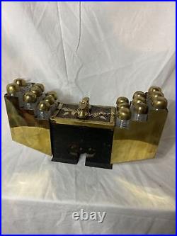Very Rare Antique Condiment dispenser handmade wood and brass