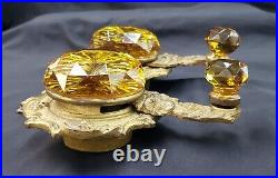 Very Rare Antique Faceted Amber Crystal & Solid Brass Servant Bell Pulls GA9377