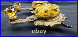 Very Rare Antique Faceted Amber Crystal & Solid Brass Servant Bell Pulls GA9377