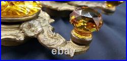 Very Rare Antique Faceted Amber Crystal & Solid Brass Servant Bell Pulls GA9377