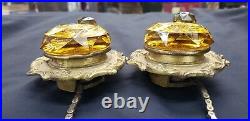 Very Rare Antique Faceted Amber Crystal & Solid Brass Servant Bell Pulls GA9377