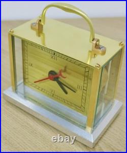 Very Rare Antique French Art Deco 8 Day Brass, Chromium & Glass Carriage Clock