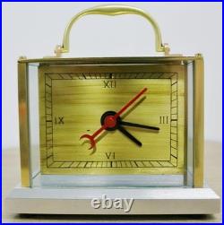 Very Rare Antique French Art Deco 8 Day Brass, Chromium & Glass Carriage Clock