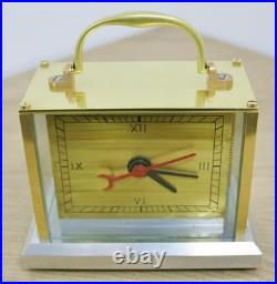 Very Rare Antique French Art Deco 8 Day Brass, Chromium & Glass Carriage Clock
