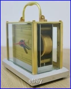 Very Rare Antique French Art Deco 8 Day Brass, Chromium & Glass Carriage Clock