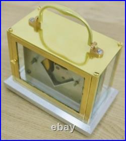 Very Rare Antique French Art Deco 8 Day Brass, Chromium & Glass Carriage Clock
