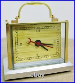 Very Rare Antique French Art Deco 8 Day Brass, Chromium & Glass Carriage Clock