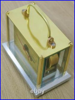 Very Rare Antique French Art Deco 8 Day Brass, Chromium & Glass Carriage Clock