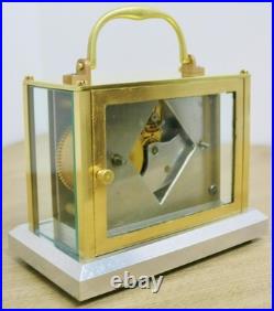 Very Rare Antique French Art Deco 8 Day Brass, Chromium & Glass Carriage Clock
