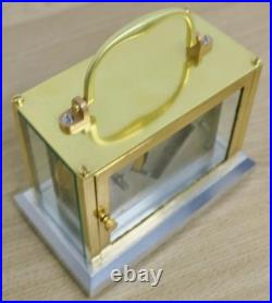 Very Rare Antique French Art Deco 8 Day Brass, Chromium & Glass Carriage Clock