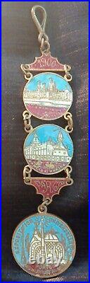 Very Rare! Antique French / Paris Medals 1900! Brass & Enamel
