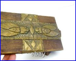 Very Rare Antique French Wood & Brass Honey Bees Jewelry Art Nouveau Box