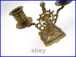 Very Rare Antique German Brassed Metal Devil Candlestick Candle Holder 1890