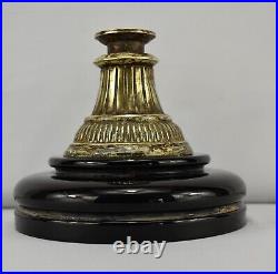 Very Rare Antique Islamic Ottoman Yemen Glass Golden Brass Candlestick