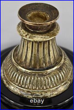 Very Rare Antique Islamic Ottoman Yemen Glass Golden Brass Candlestick