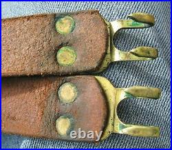 Very Rare Antique Leather & Brass Straight Shooter Rifle Shoulder Strap