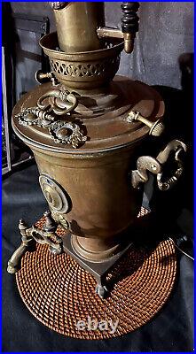 Very Rare Antique Russian Samovar Fire lamp, hand made