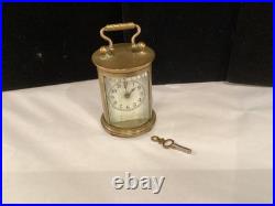 Very Rare Antique Signed Waterbury Round Tall Brass Carriage Clock Must See Nr