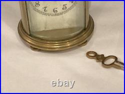 Very Rare Antique Signed Waterbury Round Tall Brass Carriage Clock Must See Nr