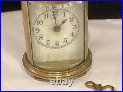 Very Rare Antique Signed Waterbury Round Tall Brass Carriage Clock Must See Nr