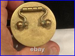 Very Rare Antique Signed Waterbury Round Tall Brass Carriage Clock Must See Nr
