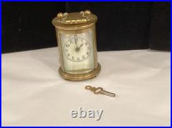 Very Rare Antique Signed Waterbury Round Tall Brass Carriage Clock Must See Nr
