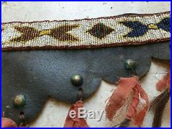 Very Rare Antique Sioux Trophy Belt with Hairlock Pendants late 19th Century
