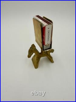 Very Rare Antique Solid Brass Horse Animal Figure Matchbox Holder