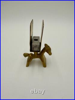 Very Rare Antique Solid Brass Horse Animal Figure Matchbox Holder