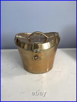 Very Rare Antique Solid Brass Top Hat Carrying Case With Handle Nr
