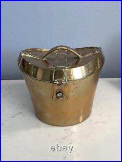Very Rare Antique Solid Brass Top Hat Carrying Case With Handle Nr