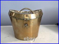 Very Rare Antique Solid Brass Top Hat Carrying Case With Handle Nr