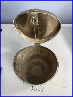 Very Rare Antique Solid Brass Top Hat Carrying Case With Handle Nr