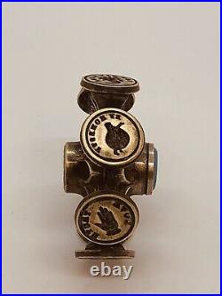 Very Rare Antique Victorian Brass Masonic Seven Sided Wheel Seal Vgc