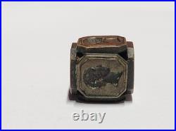 Very Rare Antique Victorian Silhouette Guilt Brass Wax Seal Stamp Cube c. 1800s