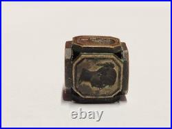 Very Rare Antique Victorian Silhouette Guilt Brass Wax Seal Stamp Cube c. 1800s