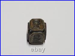 Very Rare Antique Victorian Silhouette Guilt Brass Wax Seal Stamp Cube c. 1800s