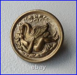Very Rare Antique Victorian Story Picture Button Risque Naked Leda & The Swan