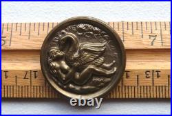 Very Rare Antique Victorian Story Picture Button Risque Naked Leda & The Swan