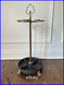 Very Rare Antique/Vintage Cast Iron and Brass Umbrella Stand