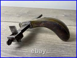 Very Rare Antique Vintage Tool Pratt & Letchworth Brass Draw Gauge Leather Knife