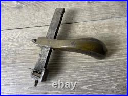 Very Rare Antique Vintage Tool Pratt & Letchworth Brass Draw Gauge Leather Knife