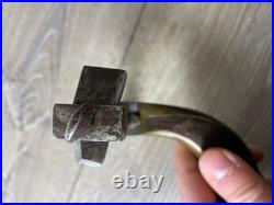 Very Rare Antique Vintage Tool Pratt & Letchworth Brass Draw Gauge Leather Knife