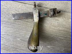 Very Rare Antique Vintage Tool Pratt & Letchworth Brass Draw Gauge Leather Knife