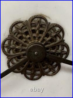 Very Rare Antique Waterbury U. S. Gas Night Light Desk Clock Brass Milk Glass