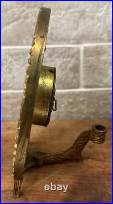 Very Rare Antique Waterbury U. S. Gas Night Light Desk Clock Brass Milk Glass