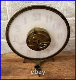 Very Rare Antique Waterbury U. S. Gas Night Light Desk Clock Brass Milk Glass