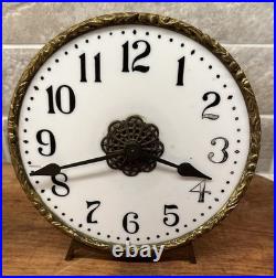 Very Rare Antique Waterbury U. S. Gas Night Light Desk Clock Brass Milk Glass