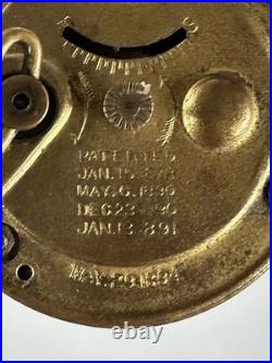 Very Rare Antique Waterbury U. S. Gas Night Light Desk Clock Brass Milk Glass